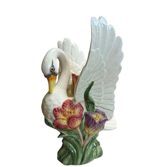 Vintage Fitz & Floyd Hand Painted Tulip Swan Candle Holders - READ Description - Picture 8 of 12